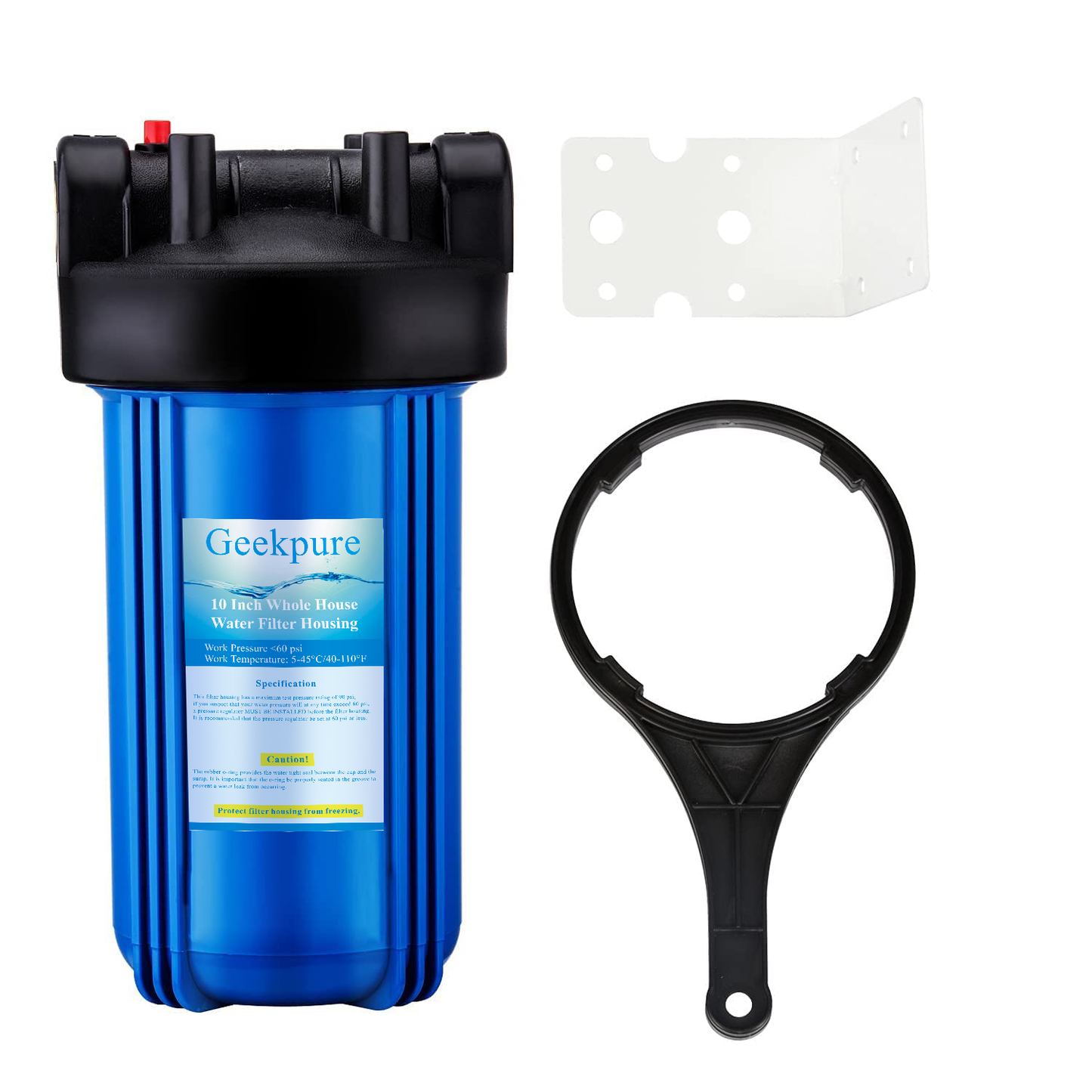 Geekpure 10-Inch Whole House Water Filter Housing-4.5 x 10 Inch-3/4-Inch Port