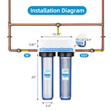 2 Stage 20 Inch Whole House Water Filtration System-Blue-1"NPT