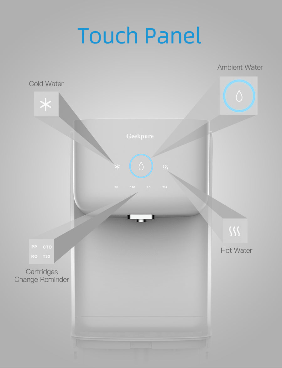 Geekpure Water Cooler with 4 Stage Reverse Osmosis System and 150 GPD Membrane