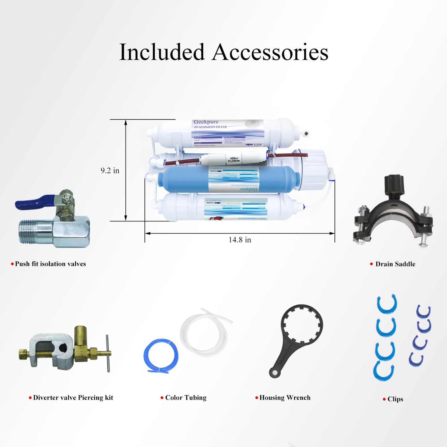 4 Stage Aquarium Reverse Osmosis RO System 100 GPD w/ DI Filter TDS Cloese to 0