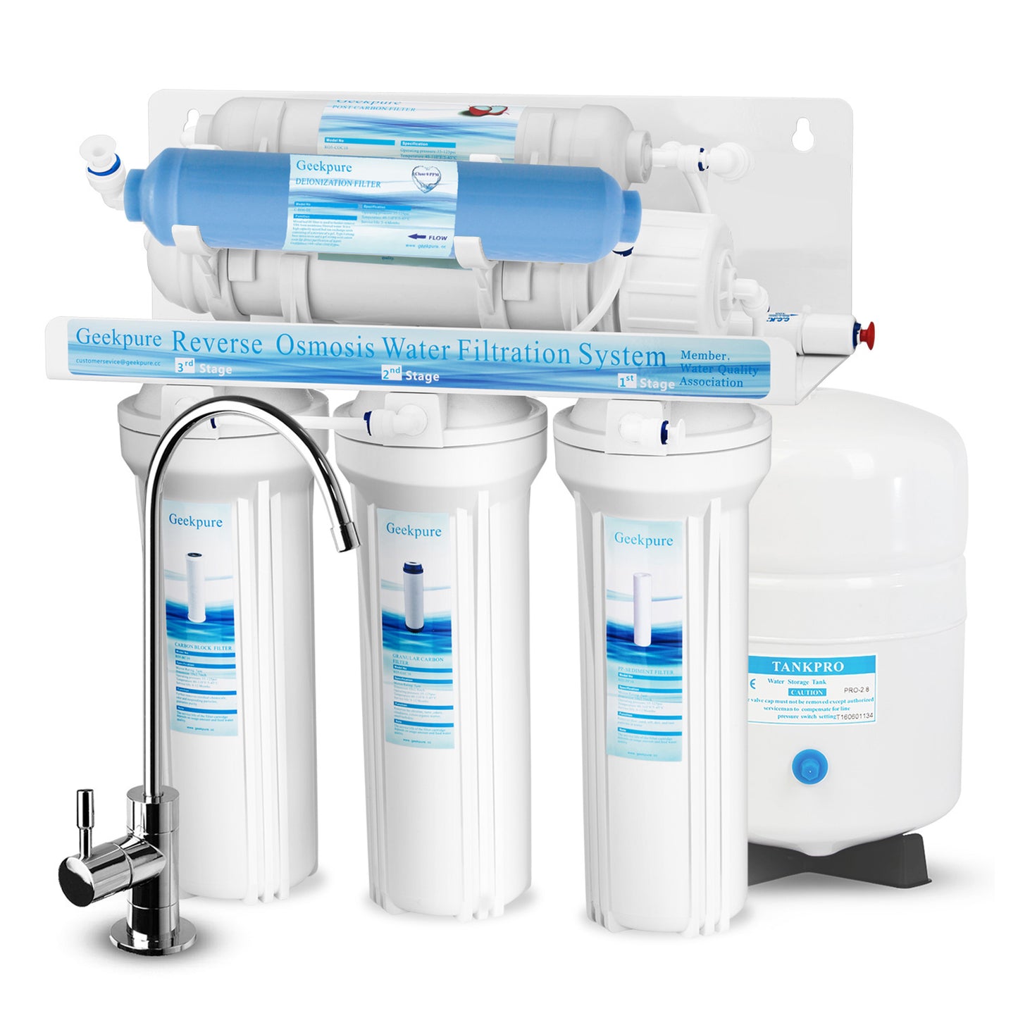6 Stage Reverse Osmosis Drinking Water Filter System with DI Filter-75GPD