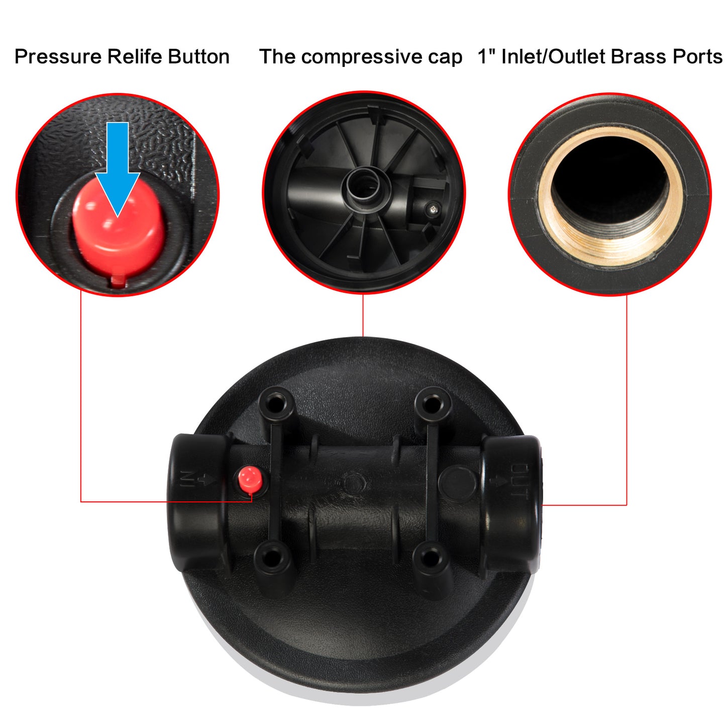 3 Stage Whole House Water Filter System with 20-Inch Clear Housing 4.5" x 20" 5 Micron 1 Inch NPT Brass Port
