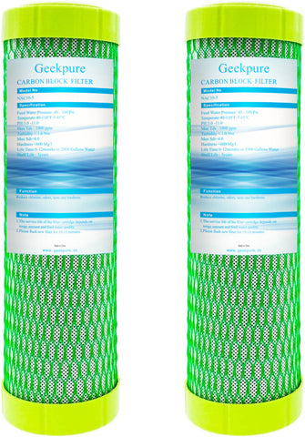 10 Inch Carbon Block Filter -2.5" x 10" - 5 Micron- Reduce Chlorine and Hardness