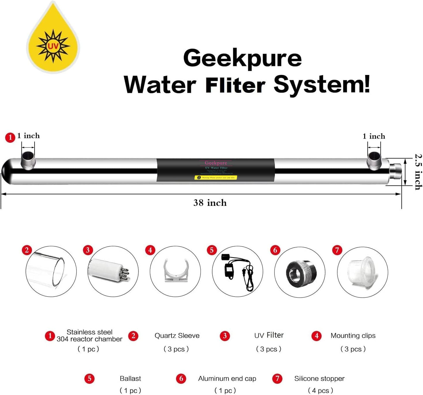 3 Stage Whole House Water Filter System with 20-Inch Clear Housing 4.5" x 20" 5 Micron 1 Inch NPT Brass Port