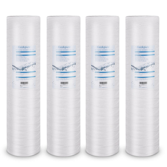 String Wound PP Sediment Filter Cartridge for Whole House Filtration (Pack of 4) - 4.5" x 20"
