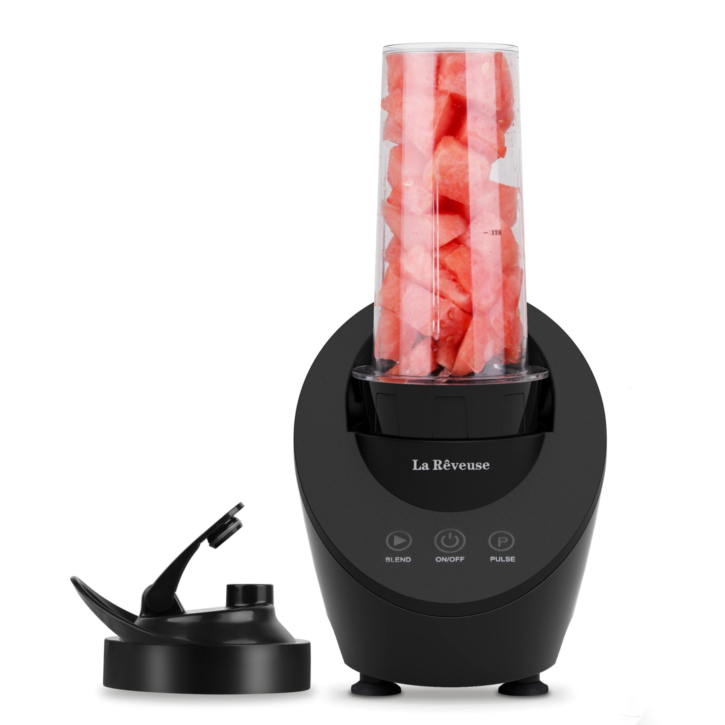 La Reveuse Personal Blender for Shakes and Smoothies 200 Watt with Magnetic Drive Technology 10 oz BPA Free Portable Travel Bottle (Black)