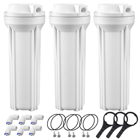 Geekpure 10 Inch Reverse Osmosis Water Filter Housing for RO Filtration System-1/4" Port-Fit for 2.5"x10" Filters (3)
