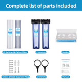 3 Stage 20 Inch Whole House Water Filter System-1"NPT-Clear