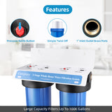 Geekpure 2 Stage Whole House Water Filtration System w/ 20" Blue Housing-1"NPT