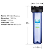 2 Stage Whole House Water Filtration System w/ 20" Clear Housing-1"NPT