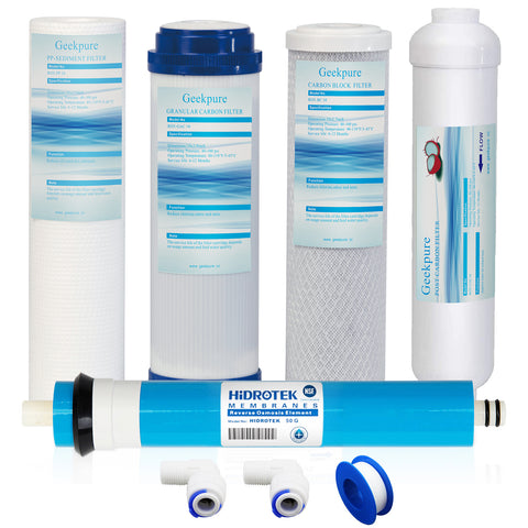 Reverse Osmosis RO Filter Replacement Set with 50 GPD Membrane-Pack of 5