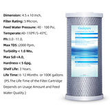 10-Inch Block Carbon Filter for Whole House Water Filter System- 4.5 "x10"-5 Micron