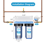 2 Stage Whole House Water Filtrer System w/ 10" Blue -1"NPT