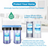Geekpure 2 Stage Whole House Water Filtration System w/ 10" Clear Housing-1"NPT