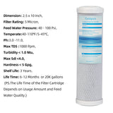 Coconut Shell Activated Carbon Block Filters-5 Micron -2.5 "x 10" -Pack of 4