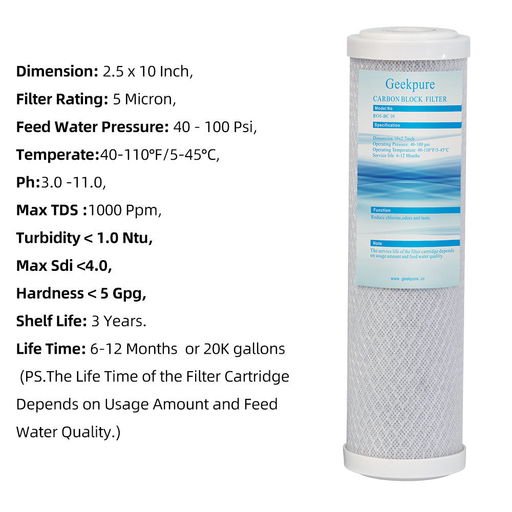 10-Inch Whole House Water Filter System with Blue Housing and Carbon Filter- 3/4"NPT Brass Port