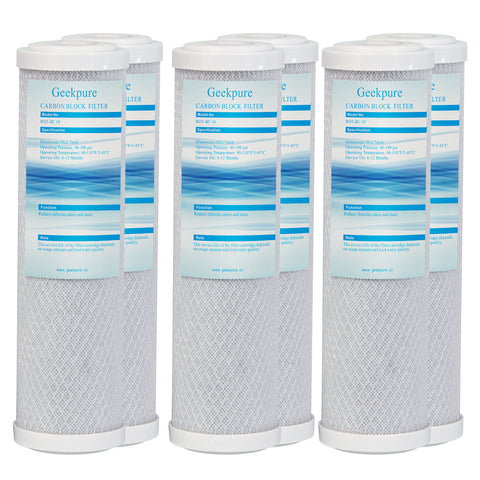Coconut Shell Activated Carbon Block Filters-5 Micron -2.5 "x 10" -Pack of 6