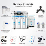 6-Stage Reverse Osmosis Water Filter System w/ UV Filter-75GPD