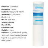 Replacement PP Sediment Polypropylene Filter Cartridge 2.5 " x 10 "-5 Micron -Pack of 6