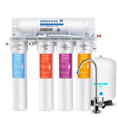 5-Stage Reverse Osmosis Water Filtration System-with Quick Change Twist Filters-75GPD