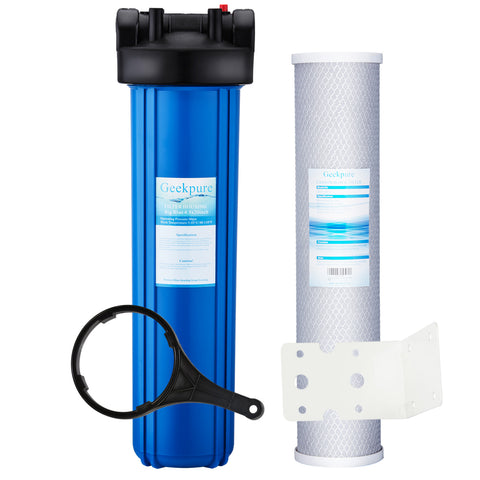 Whole House Water Filtration w/ Blue Housing and 4.5"x20" Carbon Block Filter-5 Micron