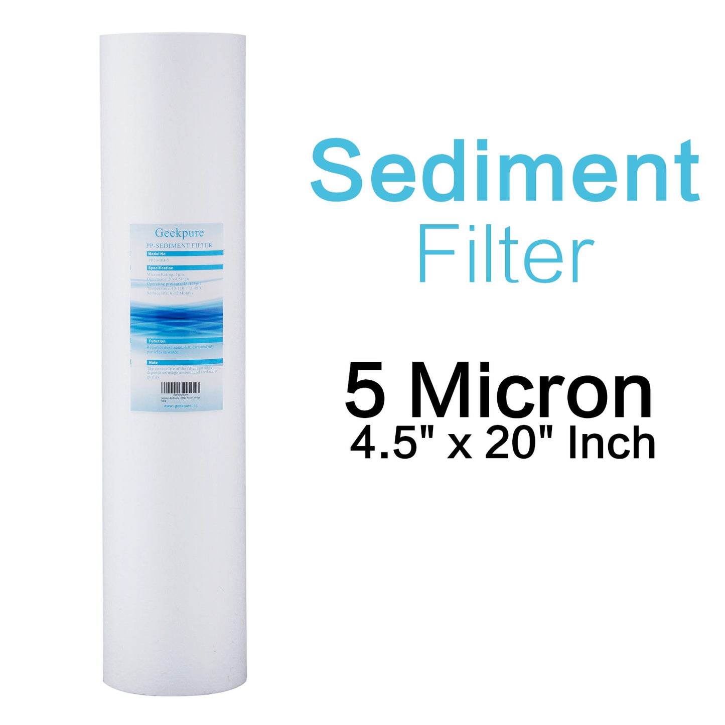 20 Inch Whole House Replacement Water Filters PP Sediment & Block Carbon (Pack of 4)-4.5"x20"