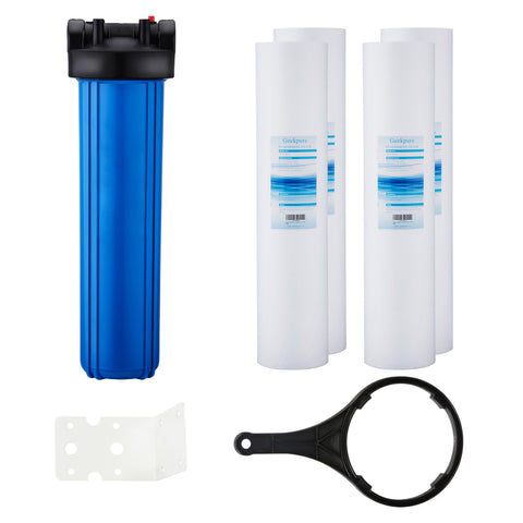 Whole House Water Filtration w/ Blue Housing and 4.5"x20" PP Sediment Filters-5 Micron