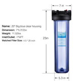 Whole House Water Filter Housing 1" Port-Fit for 4.5" x 20" Filters - Clear (Pack 2)