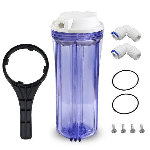 Geekpure 10" Reverse Osmosis Filter Clear Housing for Ro System -1/4" Port-2.5" x 10"