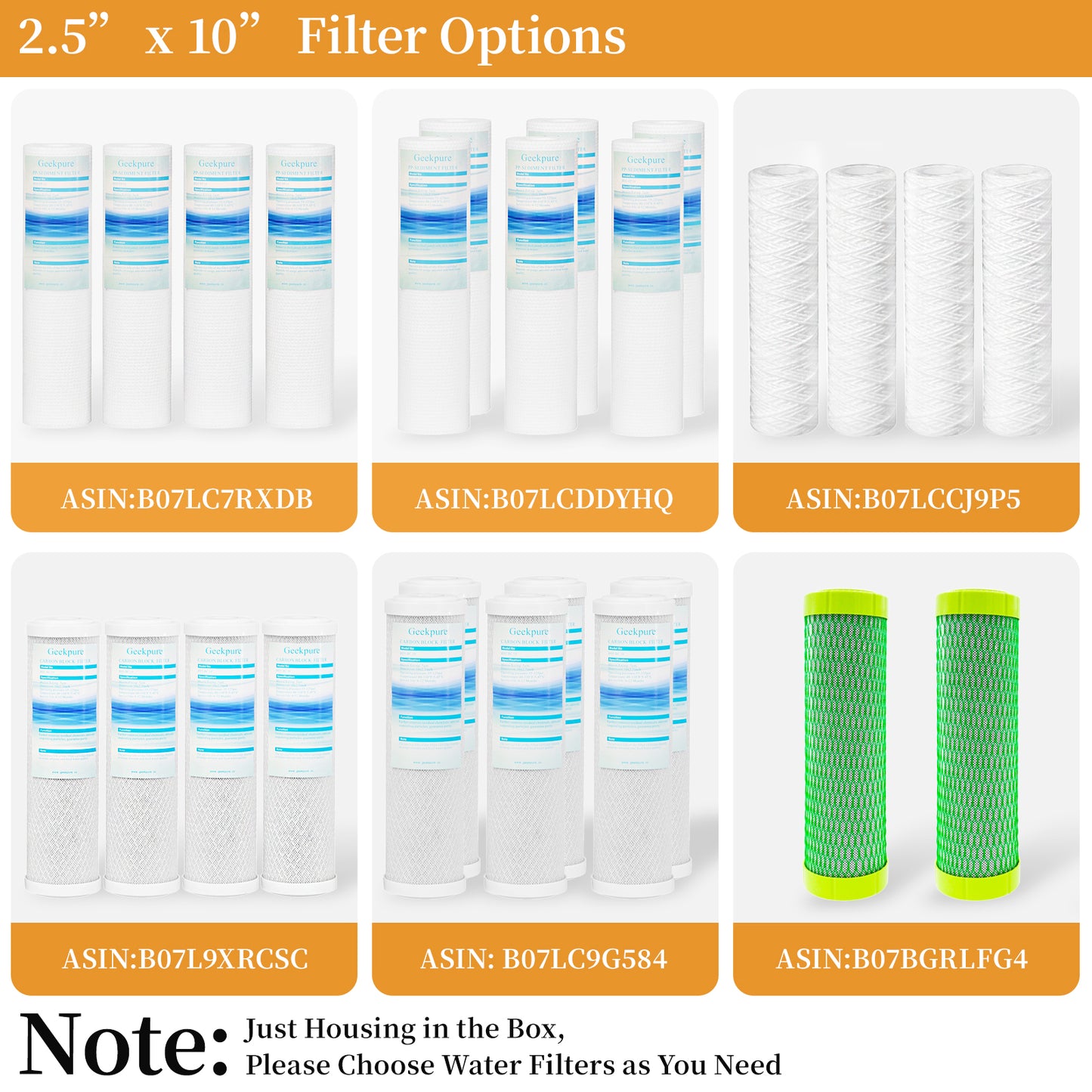 10 Inch Whole House Water Filter Blue Housing-3/4" NPT-Fit for 2.5"x10" Filters
