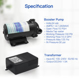 Booster Pump + Transformer + High & Low Pressure Switch + Fittings Kit for RO System