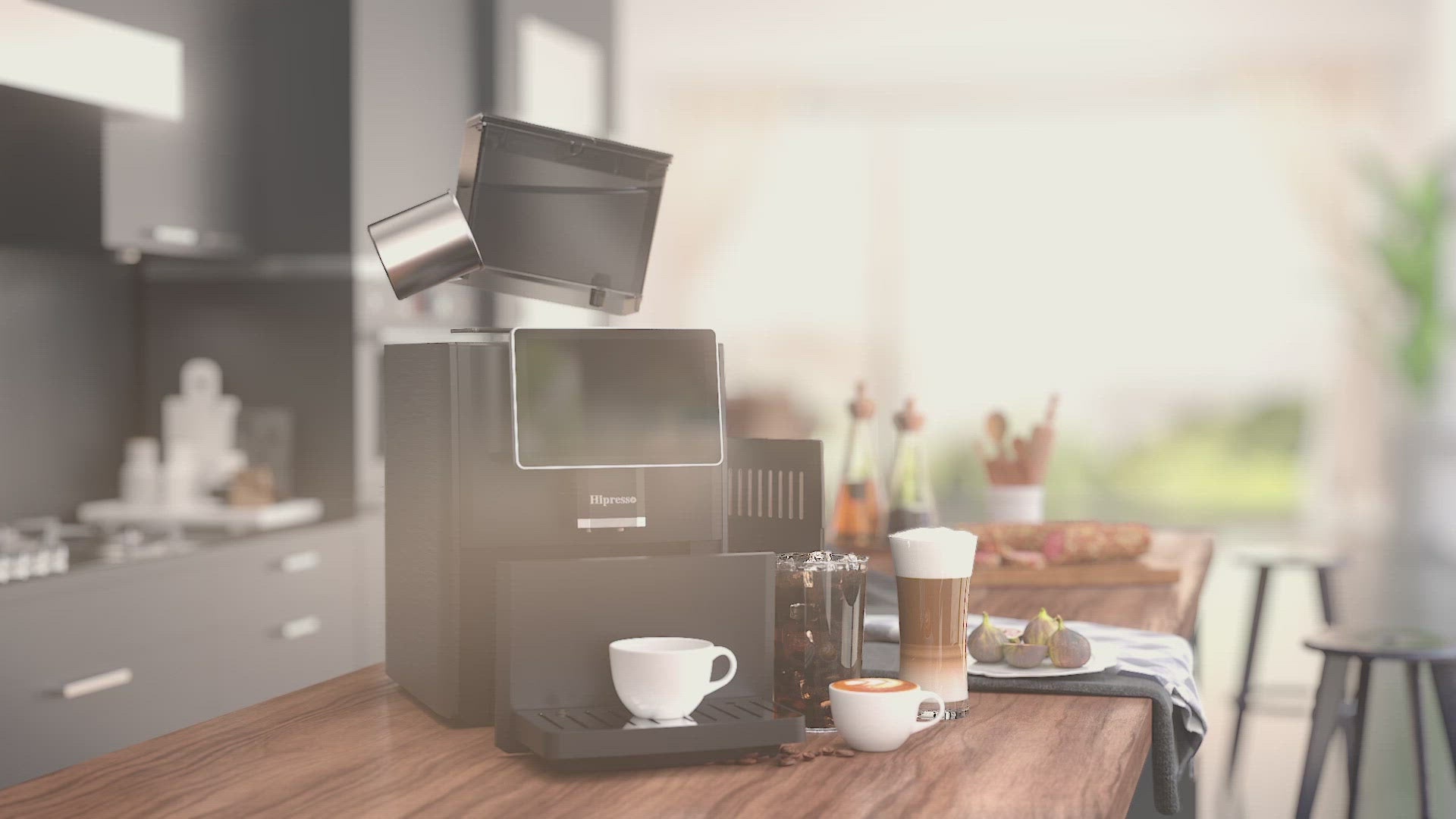 Geekpure Hipresso - Máquina de café espresso súper completamente  automática, pantalla táctil HD TFT de 7 pulgadas con espumador de leche