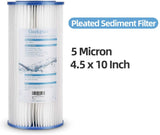 Whole House Pleated PP Sediment Replacement Filter Cartridge- 4.5"X10"-5 Mic- Pack 4
