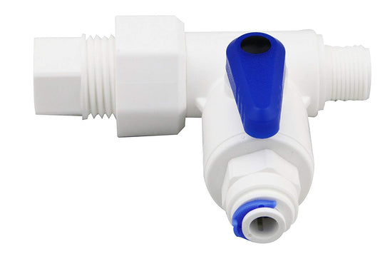 Feed Water Diverter Valve for Reverse Osmosis RO System 1/2" x 1/2" x 1/4" - (DC-BV)