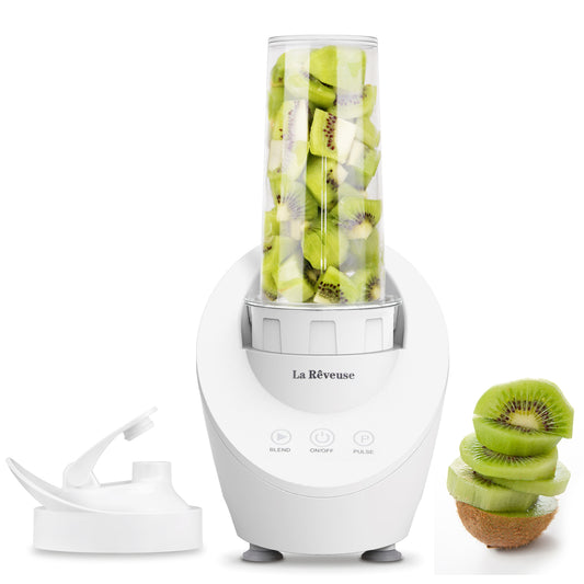 La Reveuse Personal Blender for Shakes and Smoothies 200 Watt with Magnetic Drive Technology 10 oz BPA Free Portable Travel Bottle (White)