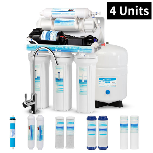 4 Uunits ,5 Stage RO System-75GPD (w/ Pump and Extra 4 Filters)