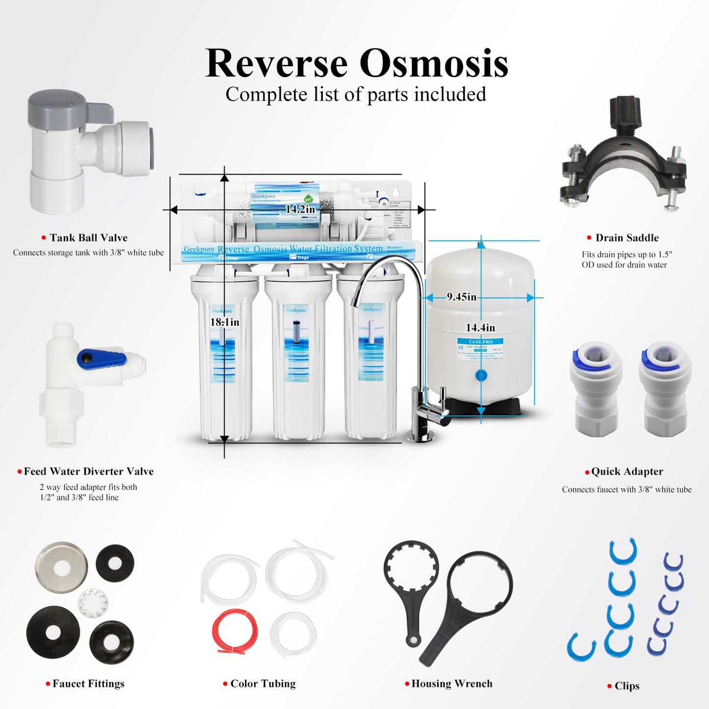 6-Stage Reverse Osmosis Water Filter System with Alkaline pH+Filter