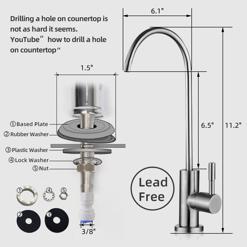 Reverse Osmosis Water Faucet-NSF Certificated Lead Free Luxury Chrome K6