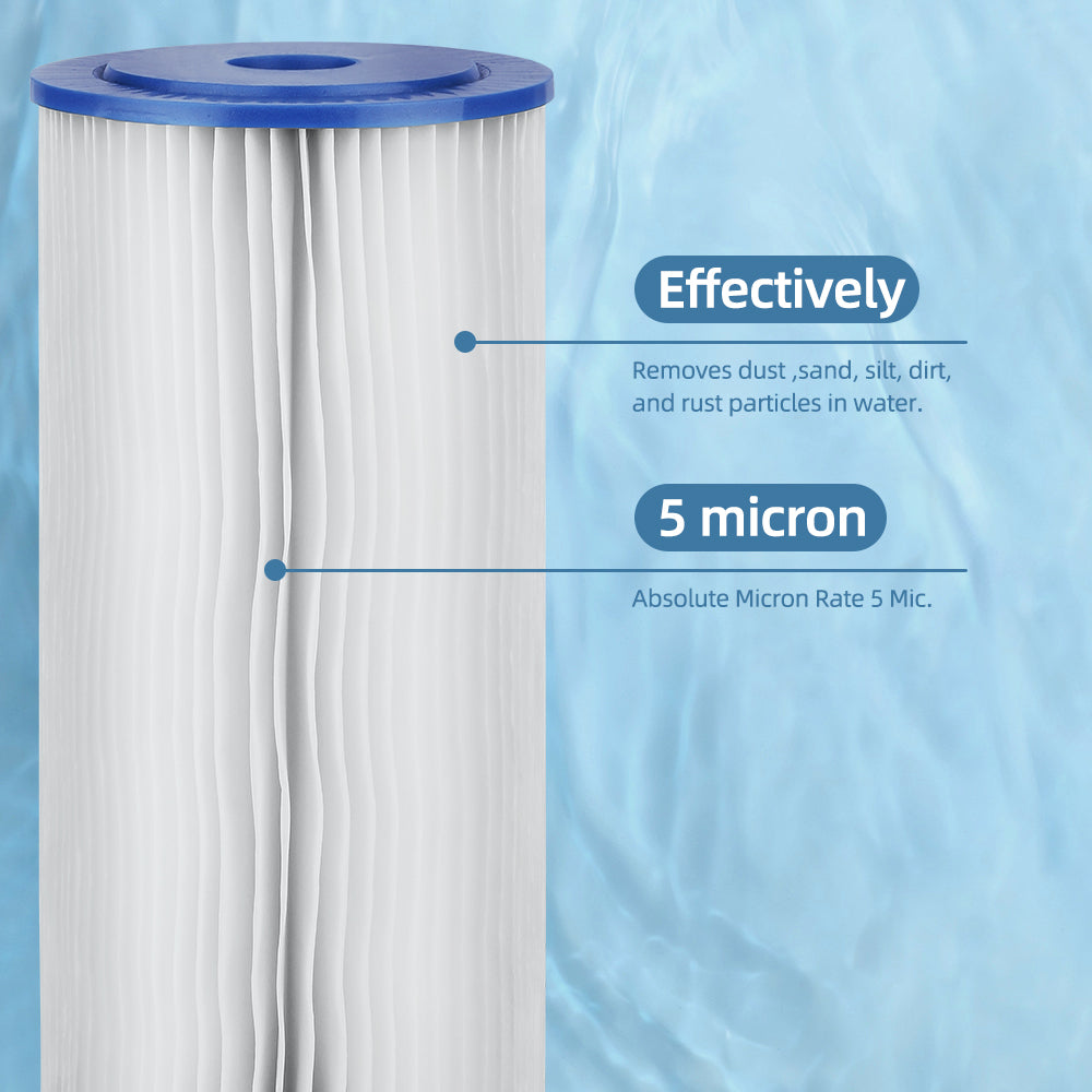 Whole House Pleated PP Sediment Replacement Filter Cartridge- 4.5"X10"-5 Mic- Pack 4