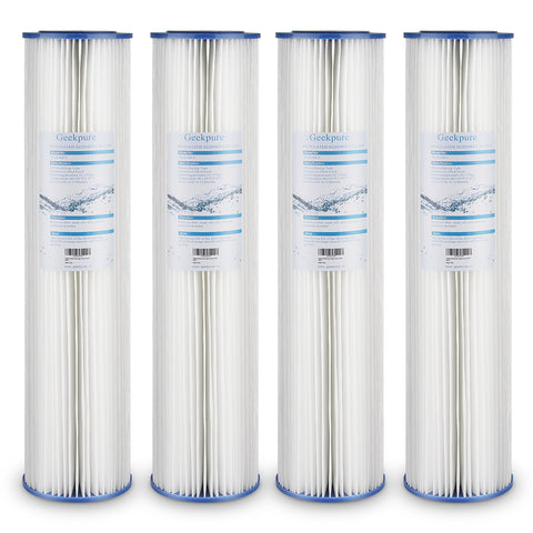 Pleated PP Sediment Filter Cartridge for Whole House Filtration (Pack 4) - 4.5" x 20"