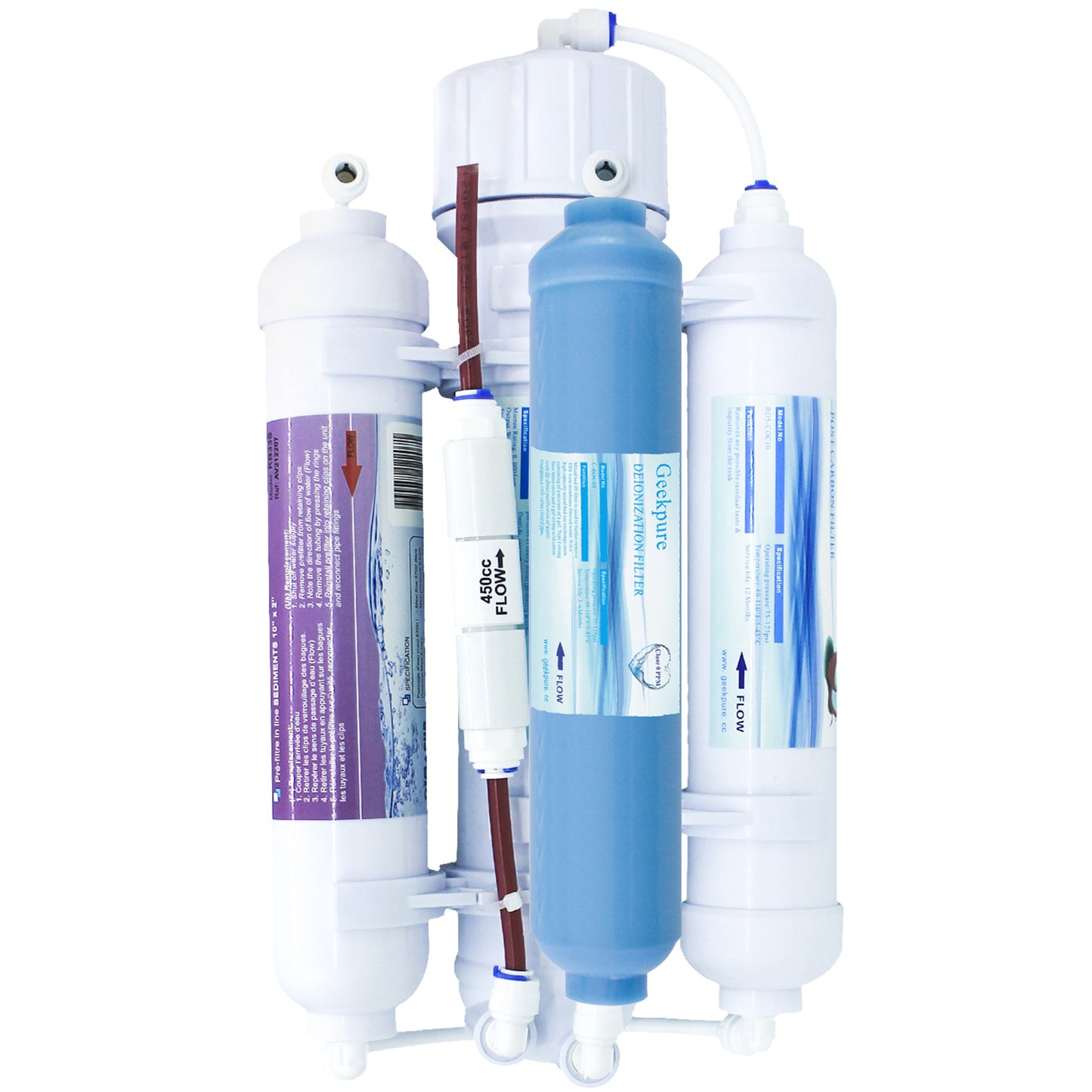 4 Stage Aquarium Reverse Osmosis RO System 100 GPD w/ Deionization DI Filter TDS to 0