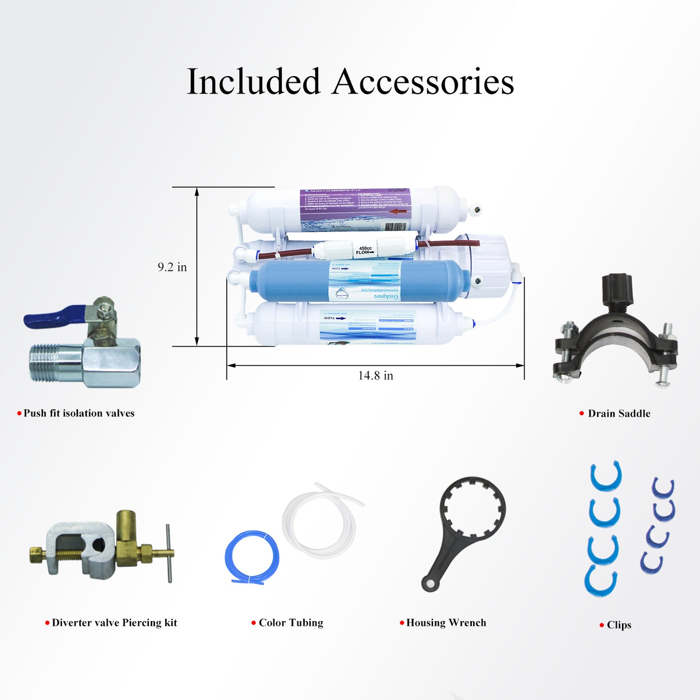 4 Stage Aquarium Reverse Osmosis RO System 100 GPD w/ Deionization DI Filter TDS to 0