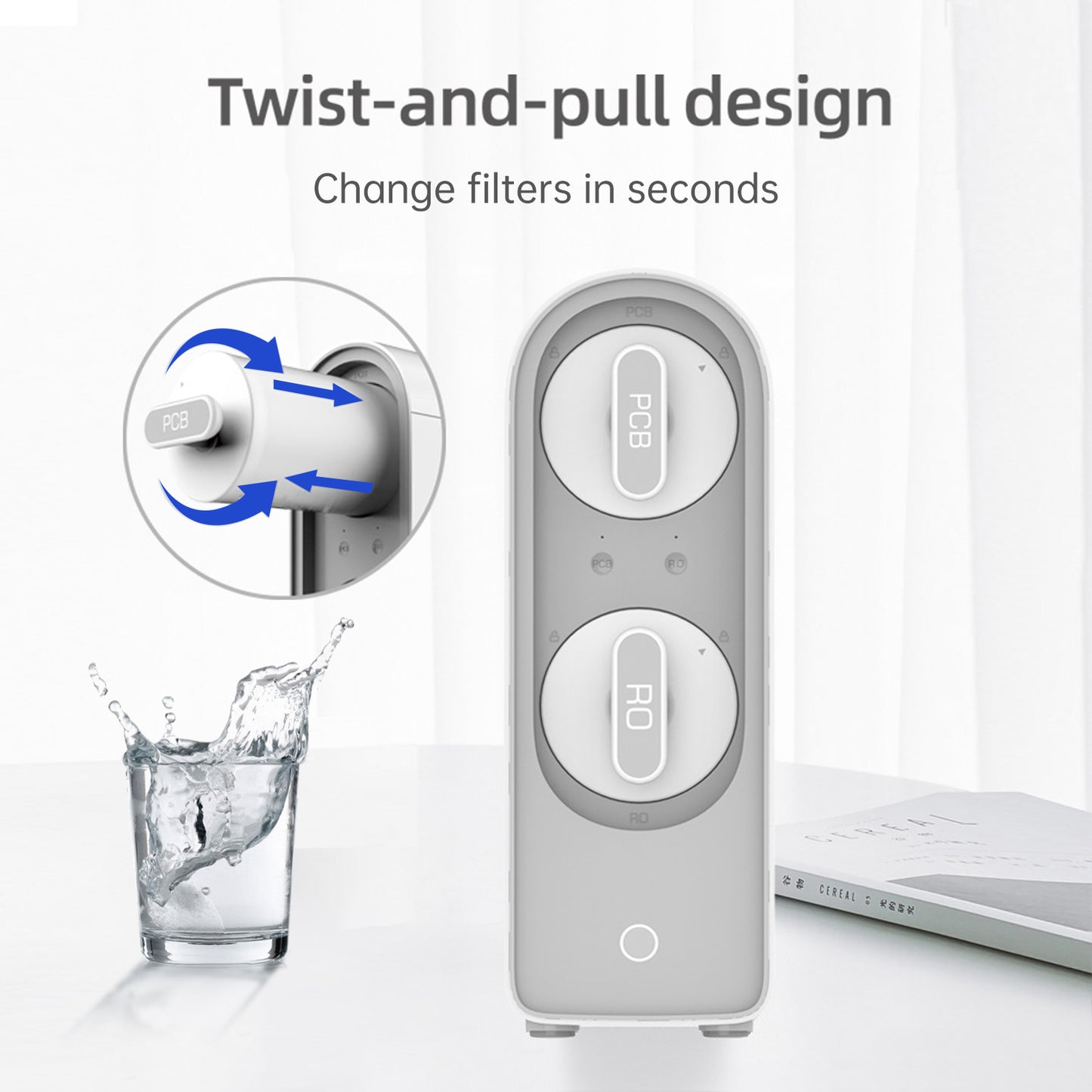 Tankless Reverse Osmosis Water Filtration System with Twist Filters-800GPD-2:1 Pure to Drain