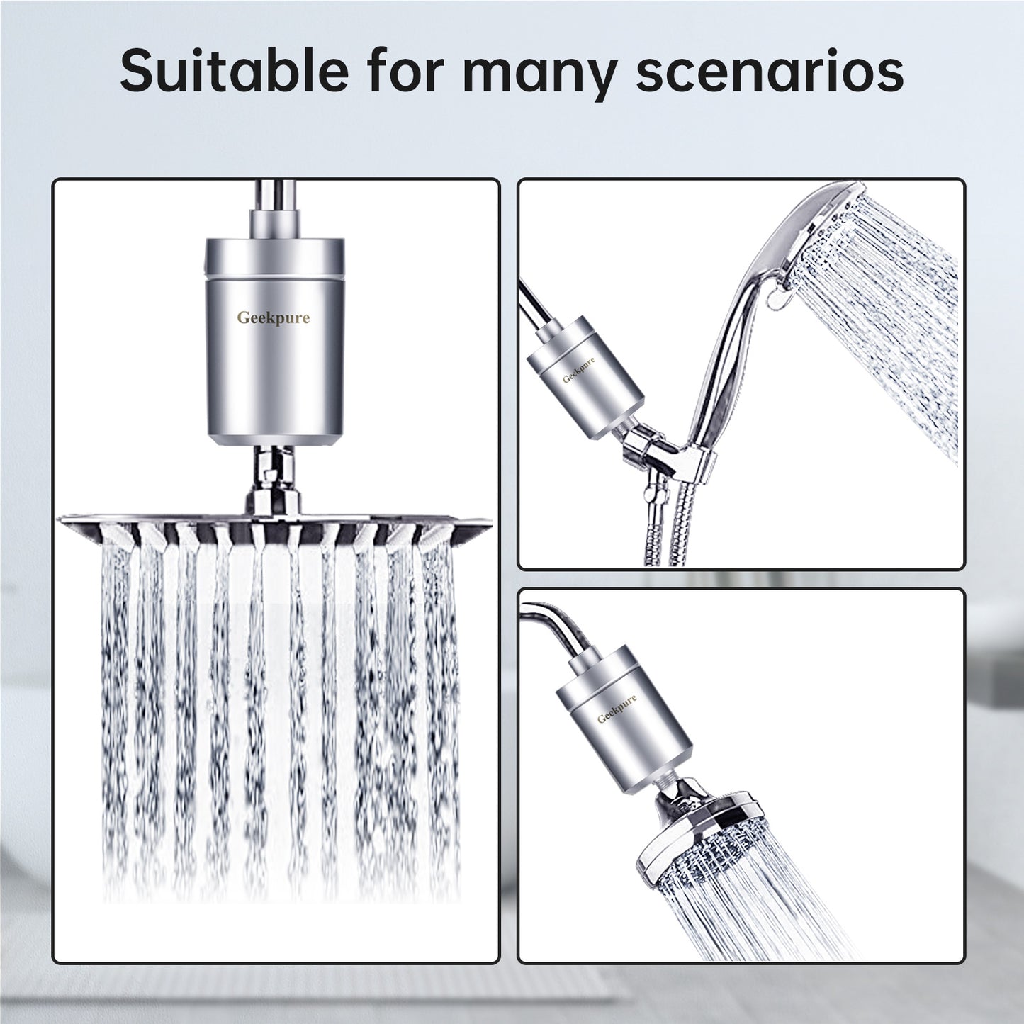 5-Stage Shower Filter Reduces Chlorine Hardness